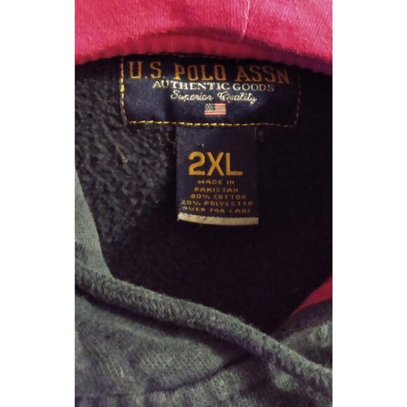 US Polo Assn. Hoodie Mens 2XL Blue Hooded Sweatshirt Cotton Hood Spell Out - Picture 3 of 14